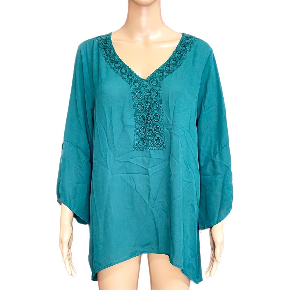 Pioneer Woman Bell Sleeve Crochet Blouse Size Medium